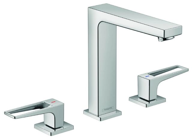 Hansgrohe Metropol Chrome 1.2 GPM Widespread Faucet with Loop Handles and Pop-Up Drain-0
