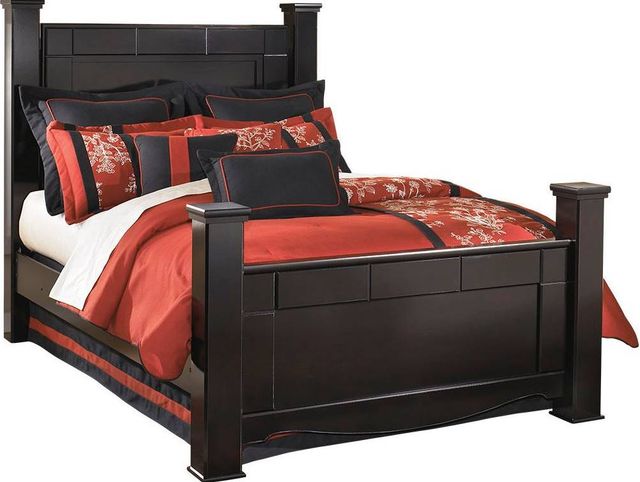 Signature Design by Ashley® Shay 6-Piece Almost Black King Poster Bed Set-1