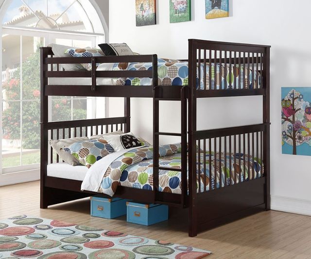 IFDC Espresso Youth Double/Double Bunk Storage Bed-2