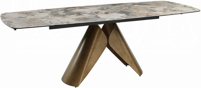 ACME Furniture Malika Ceramic Top Dining Table with Copper Cross Brushed Base-3