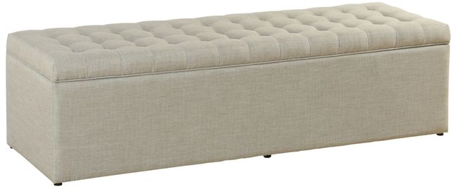 Stylecraft 5-Piece Light Gray Linen Storage Bench with Round Ottoman Set-2