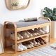 Furniture of America® Skipper Gray/Natural Shoe Storage Bench-1