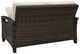 Signature Design by Ashley® Monterey Point Beige/Dark Brown Fabric/Wicker Rattan Outdoor Loveseat-3