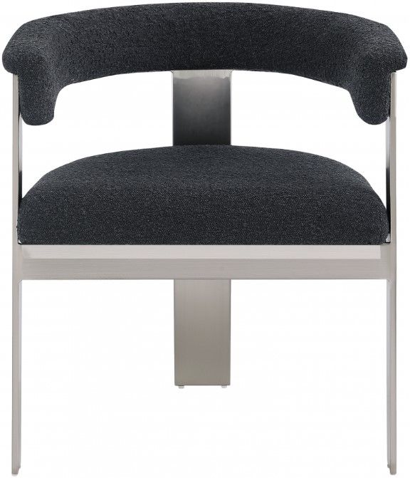 Meridian Furniture Romeo Black/Chrome Boucle Upholstered Dining Chair-1