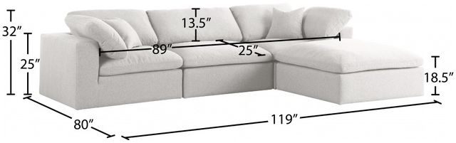Meridian Furniture Serene 4-Piece Cream 119" Modular Sectional-2