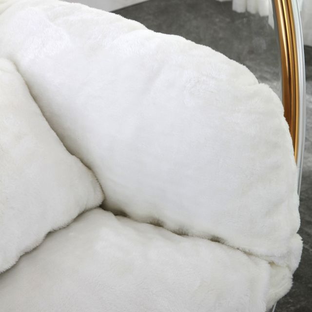 Meridian Furniture Luna White Faux Fur Acrylic Swing Accent Chair-3