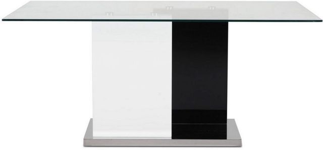 Mazin Furniture Libra Glass Top Dining Table with Black and White Base -1
