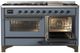 Ilve® Majestic III 60" Blue Gray Pro Style Dual Fuel Liquid Propane Range with Triple Glass Door and Burnished Trim-4