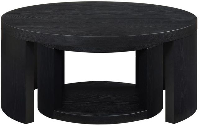 Coaster® Sweeney 2-Piece Black Round Wood Occasional Nesting Table Set-3