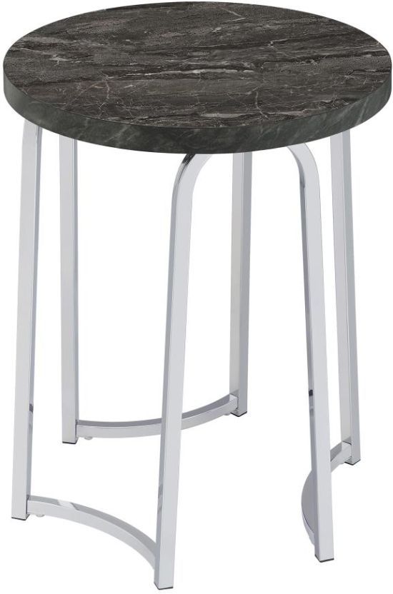 Coaster® Barcelo Gray Faux Marble Top Side Table with Chrome Metal Base-0