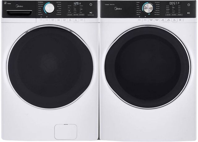 Midea® White Front Load Laundry Pair-0