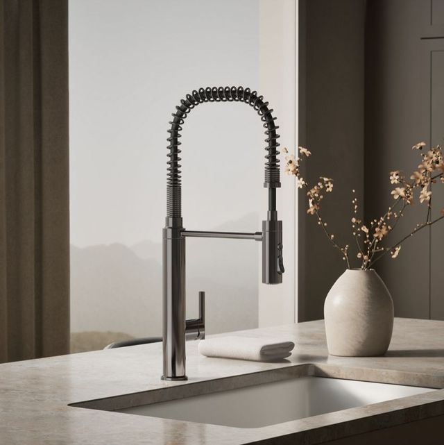 KOHLER® Purist® Vibrant Titanium 10" Kitchen Sink Faucet with 3-Function Sprayhead-1