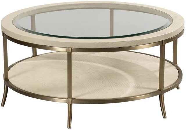 Hammary® Lenox Monaco Glass Top Round Coffee Table with Alabaster Base-0