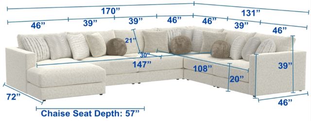 Jackson Furniture Ritzy 6-Piece Bone Left-Arm Facing Sectional and Chaise-2