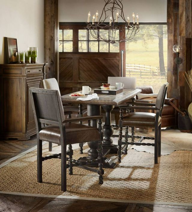 Hooker® Furniture Hill Country Balcones Saddle Brown Friendship Table with Anthracite Black Base-3