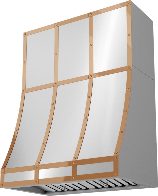 Zephyr Designer Collection 36" x 18" Polished Copper Duct Cover Banding Kit-2