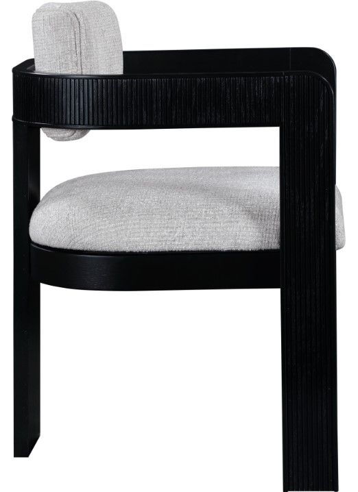 Meridian Furniture Sacha Gray/Black Linen Textured Upholstered Dining Chair-2