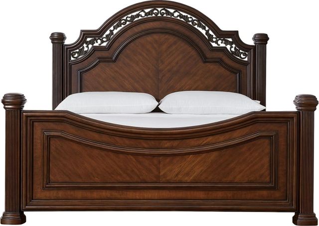 Signature Design by Ashley® Lavinton Cherry Brown Queen Poster Bed-1