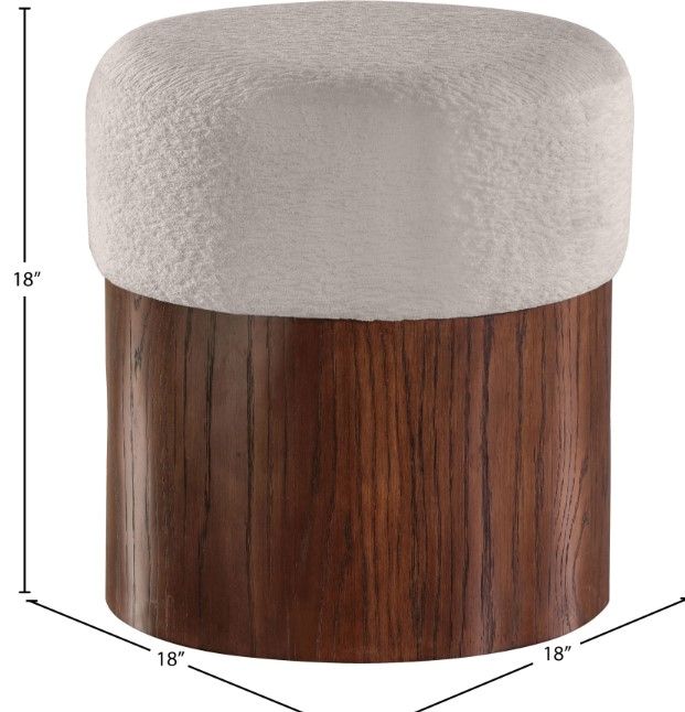 Meridian Furniture Nimes Beige/Walnut Velour Fur Ottoman-1