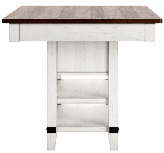 Signature Design by Ashley® Valebeck Brown Counter Height Dining Table with White Pedestal -5
