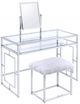 ACME Furniture Carenze II Chrome/White Vanity and Stool Set-0