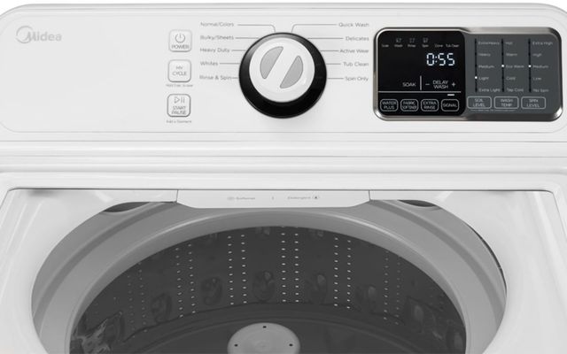 Midea® 4.5 Cu. Ft. Top Load Washer & 7.5 Cu. Ft. Gas Dryer White Laundry Pair-4