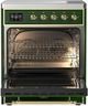 Ilve® Majestic III 30" Emerald Green Pro Style Induction Range with Triple Glass Door and Brass Trim-1