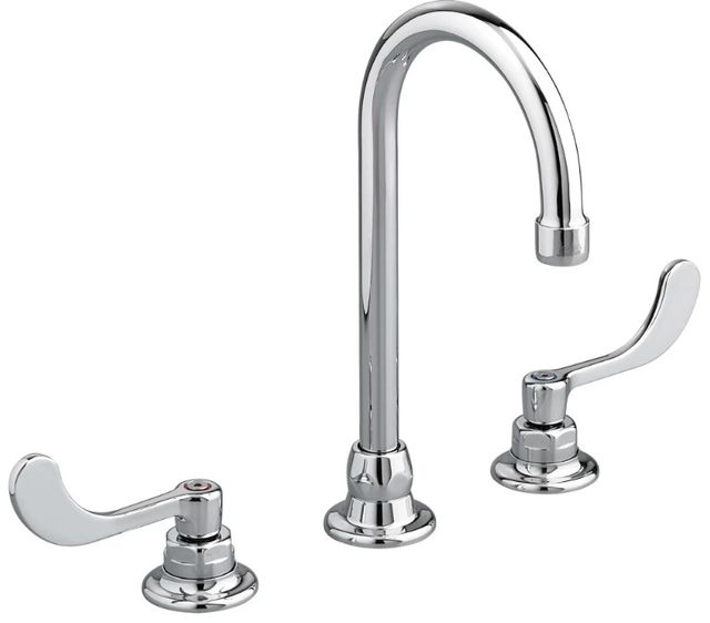 American Standard Monterrey® Polished Chrome 8" Widespread Gooseneck Faucet with Wrist Blade Handles and Limited Swivel-0