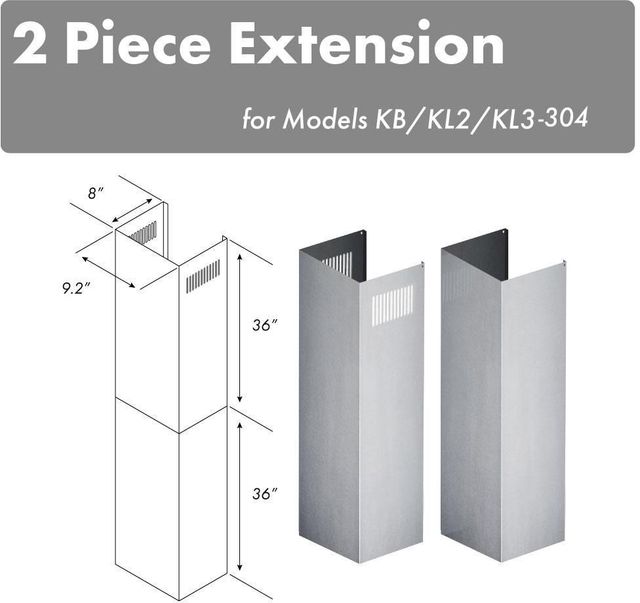 ZLINE 36" Stainless Steel Chimney Extension-2