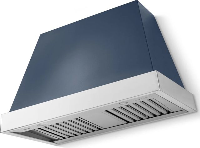 La Cornue CornuFé Euclid 44" Winter Sky Wall Mounted Range Hood with Polished Chrome Trim-0
