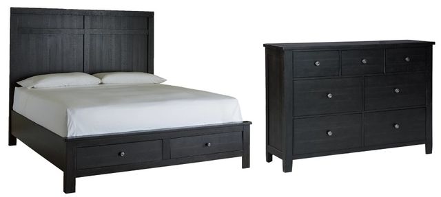 Benchcraft® Noorbrook 2-Piece Black California King Storage Panel Bed Set-0
