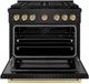 ZLINE Autograph Edition Paramount 36" Black Stainless Steel Pro Style Dual Fuel Range with Champagne Bronze Accents-2