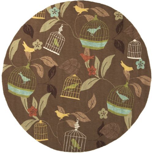 Surya Rain Brown Multi-Colored 8' Round Rug-0