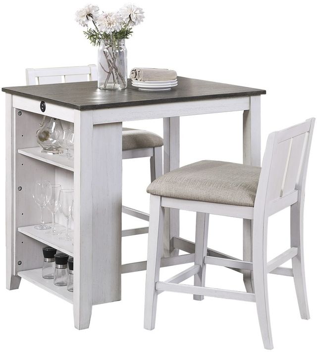 Mazin Furniture Daye 3 Piece White and Grey Counter Height Set-0