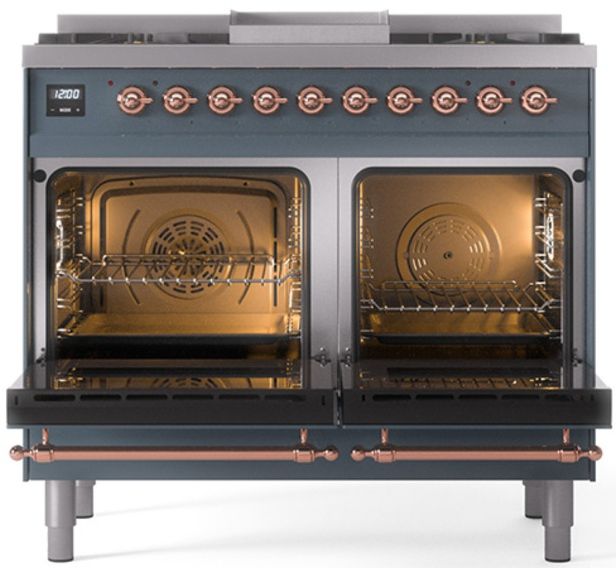 Ilve® Nostalgie II Series 40" Blue Grey Pro Style Dual Fuel Range-1