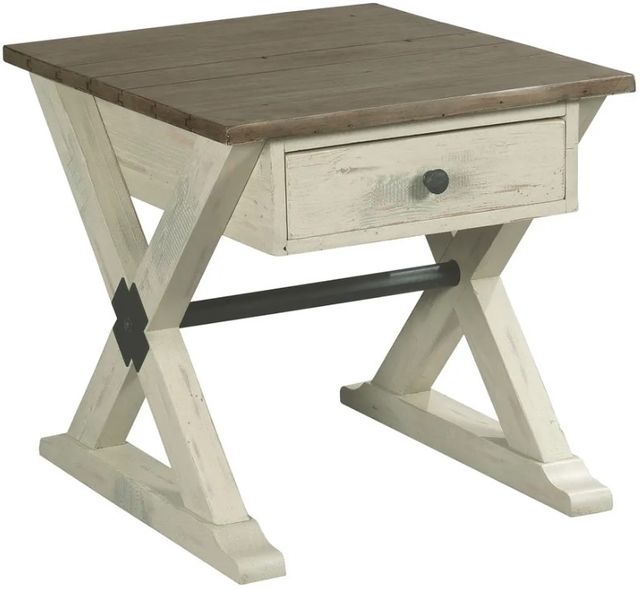 Hammary® Reclamation Place Sundried Natural Trestle End Table with Willowed Base-0