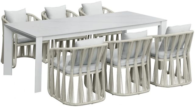 Intercon Alexa White Aluminum/Stone Outdoor Dining Table-1