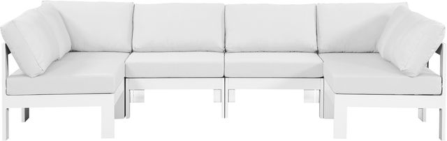 Meridian Furniture Nizuc 6-Piece White Outdoor Patio Modular Sectional Set-0