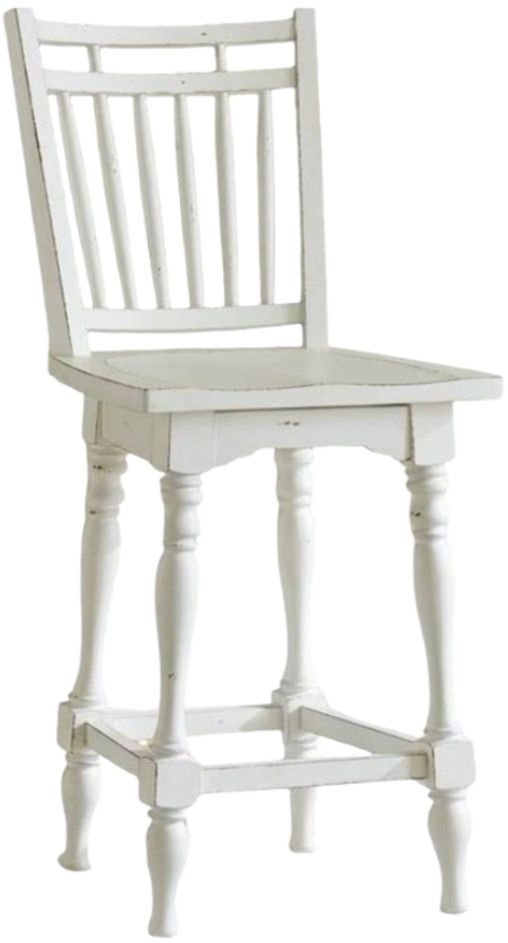 Liberty Furniture Magnolia Manor Antique White Spindle Back Swivel Counter Height Chair-0