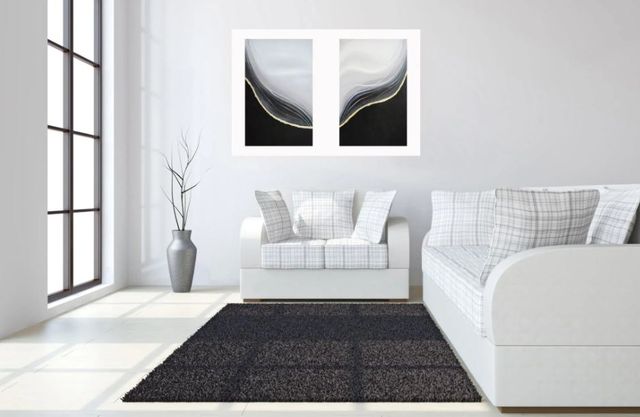 Classy Art 2-Piece 47" Hand Painted Textured Canvas with Foil Wall Art Set-2