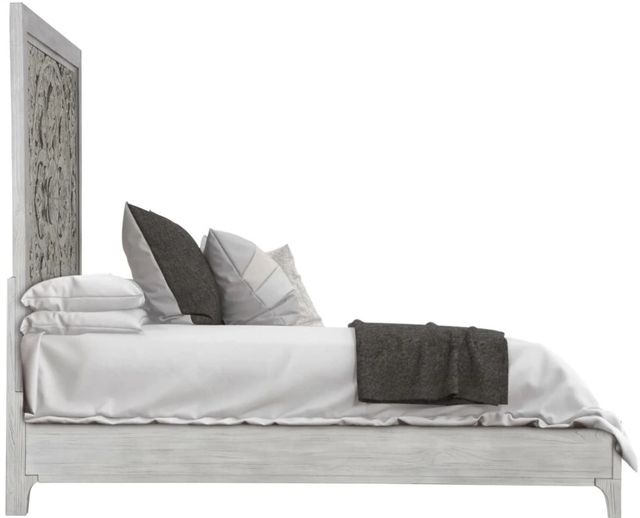 Modus Furniture Boho Chic Washed White Full Carved Platform Bed-3