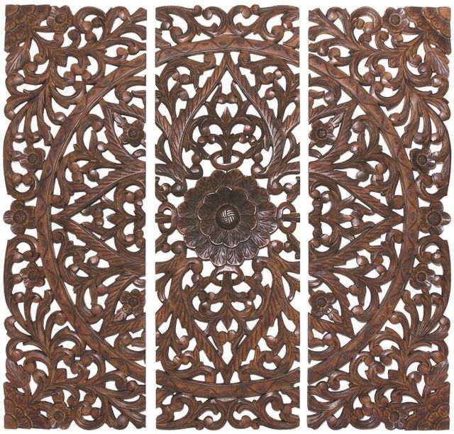 Deco Marche 3-Piece Brown Mandala Wall Art Panel Set-0
