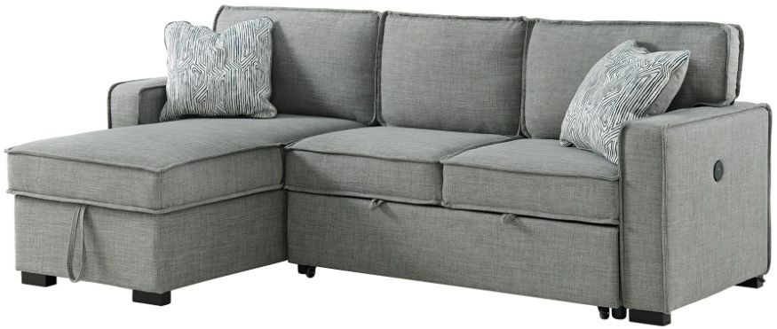 Elements International Caracas 2-Piece Palmer Steel Sectional Sleeper Chofa with Pull Bed