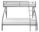 Mazin Furniture Bailey Gray Twin Over Full Bunk Bed -1