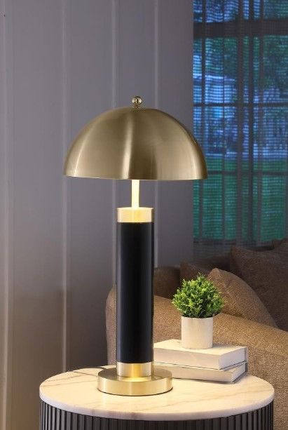 Coaster® Conroe Antiqued Gold/Black 28" Dome Shade Pillar Table Lamp -2