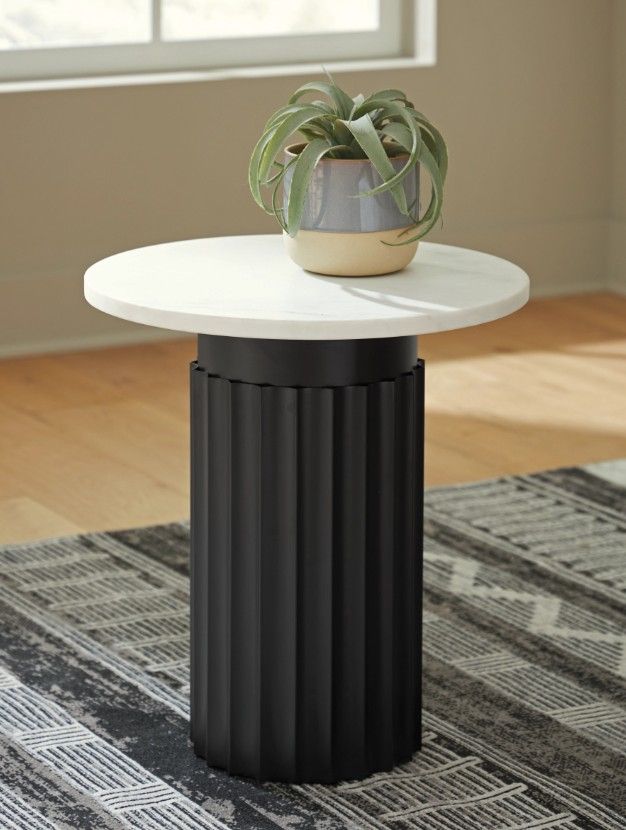 Signature Design by Ashley® Wainstone White Accent Table with Black Base-2