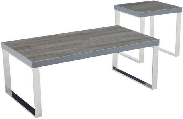 Mazin Furniture Silas Matte Gray Coffee Table with Chrome Base -2
