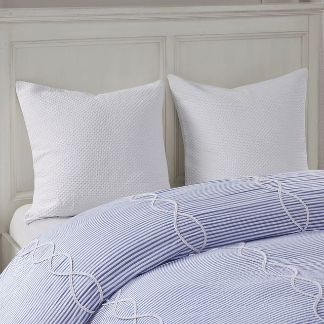 Olliix by Madison Park Signature Coastal Farmhouse Blue King Comforter Set-4