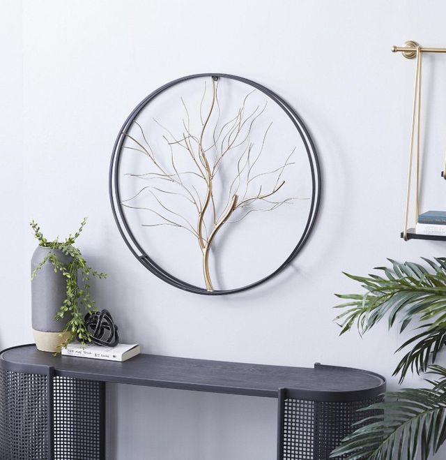 Deco Marche Gold Tree Home Wall Decor with Black Frame-3