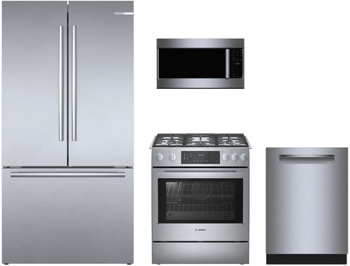 Bosch 4-Piece Stainless Steel Gas Kitchen Package Bosch 4-Piece Stainless Steel Gas Kitchen Package